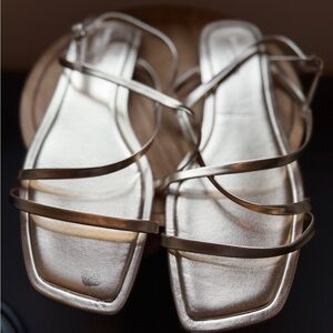 Banana Republic Gold Strappy Sandals, Size 10